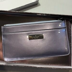 Kate Spade Kenzie Patent Fabric Silver Pouch
